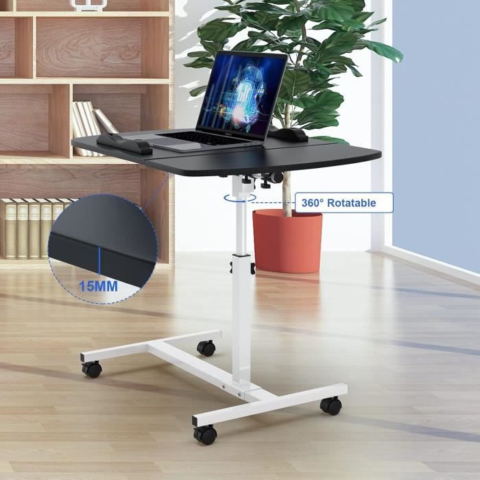 Table Roulante De Lit Canapé Pour Ordinateur Portable Hauteur Réglable 60x40cm - Noir