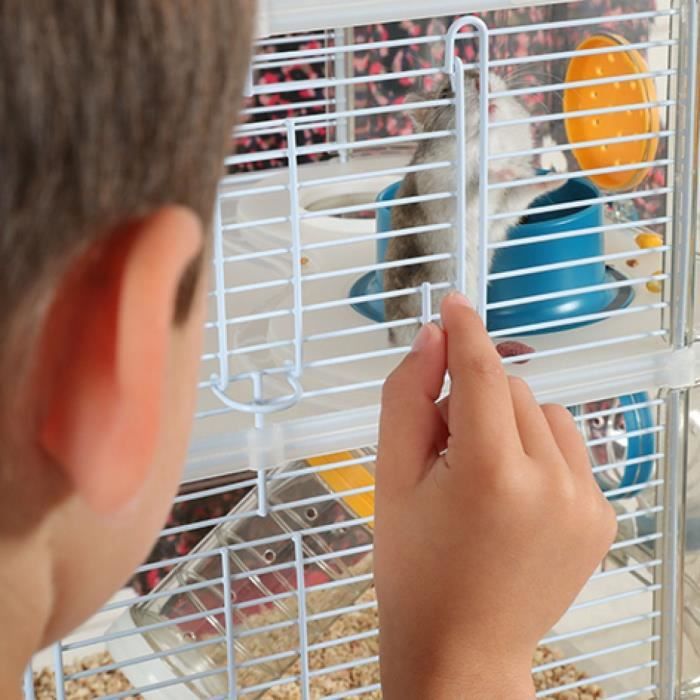 Cage Pour Hamster 2 étages En Acrylique Transparent - 47x30x37 Cm Avec Accessoires (roue, Maison, Biberon…) - Pour Hamster, Gerbille, Souris - 8