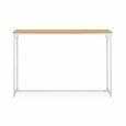 Console en métal blanc mat et décor bois. 120x39x79cm - Loft -  table d'appoint avec 1 barre de renfort -2
