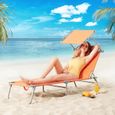 Chaise longue pliable Hawaii Orange transat avec pare-soleil bain de soleil pour plage jardin camping transport-2