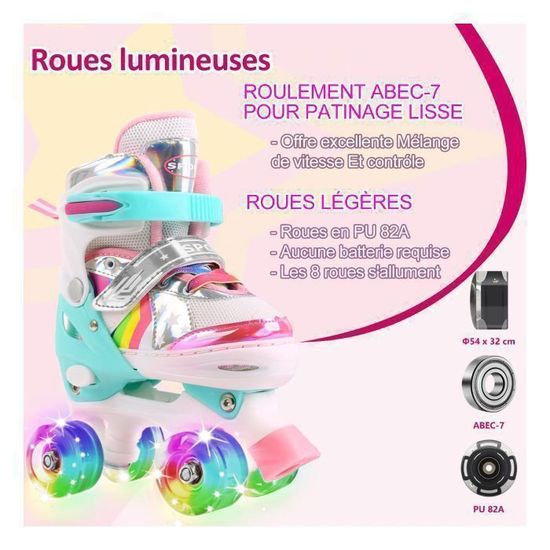 DUZSKJ Verstelbare inline skates voor jongens en meisjes, kinderen, inline skates voor meisjes, jongens, jongeren, kleine kinderen, indoor en outdoor spelen (Zwart & Wit, L