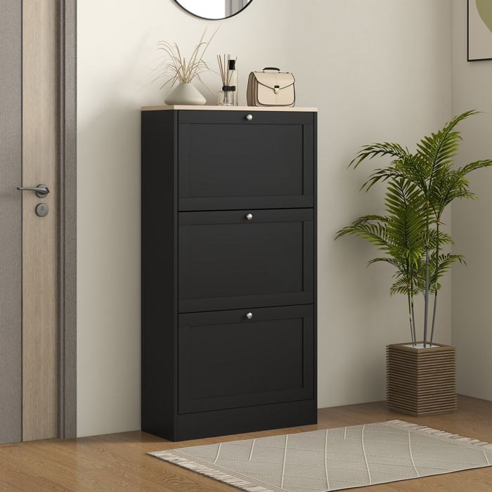 Meuble à Chaussures 20 Paires, Armoire à Chaussures, Meuble D'entrée Avec 4 Tiroirs, Portes Rabattables, étagères Amovibles Et Réglables, Pour Couloir Et Entrée, 105 X 24 X 95,5 Cm, Blanc