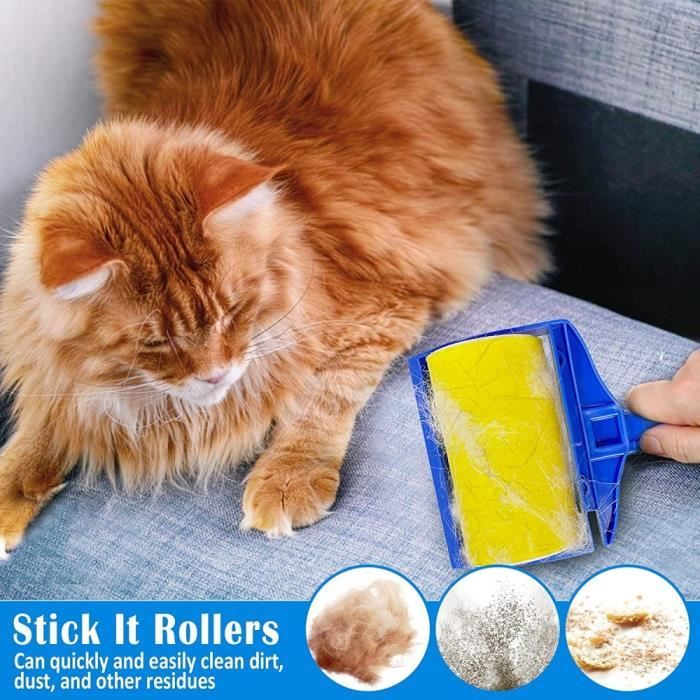 Stick it Roller, Rouleau Anti-Peluches réutilisable et Lavable, Rouleau  pour Poils Animaux pour enlever les poils d'animaux domestiques, les poils
