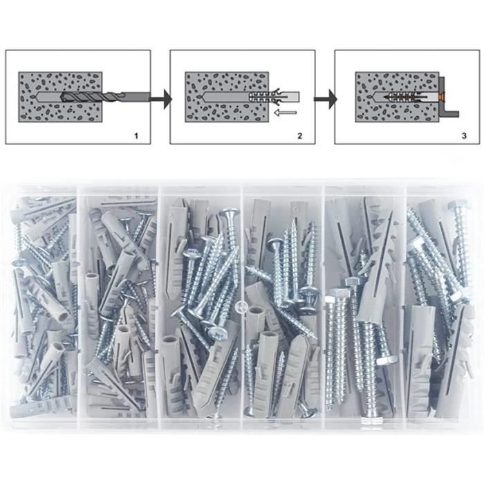 Cheville placo Fiche Murale de Nylon 120pcs Dilatation Plastique — free download