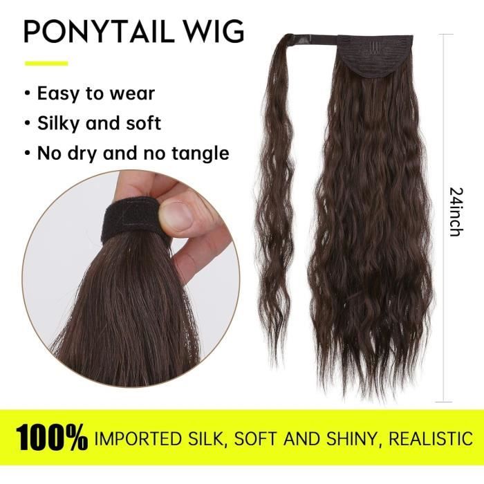 Queue De Chevalextension Ponytail Marron Foncé Longue Ondulée ...