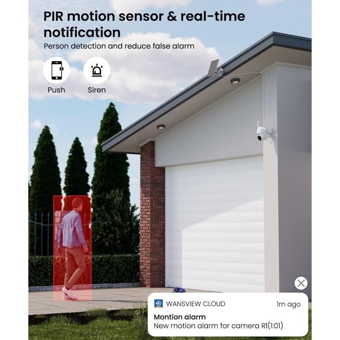 GALAYOU Panneau Solaire pour Camera Surveillance WiFi Exterieure sans Fil Batterie Solaire, pour camera exterieur sans fil, type C, étanche, chargement continuel