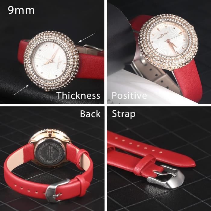 Montre Bracelet en Cuir Léopard Brun à Quartz Analog Chiffres Romains