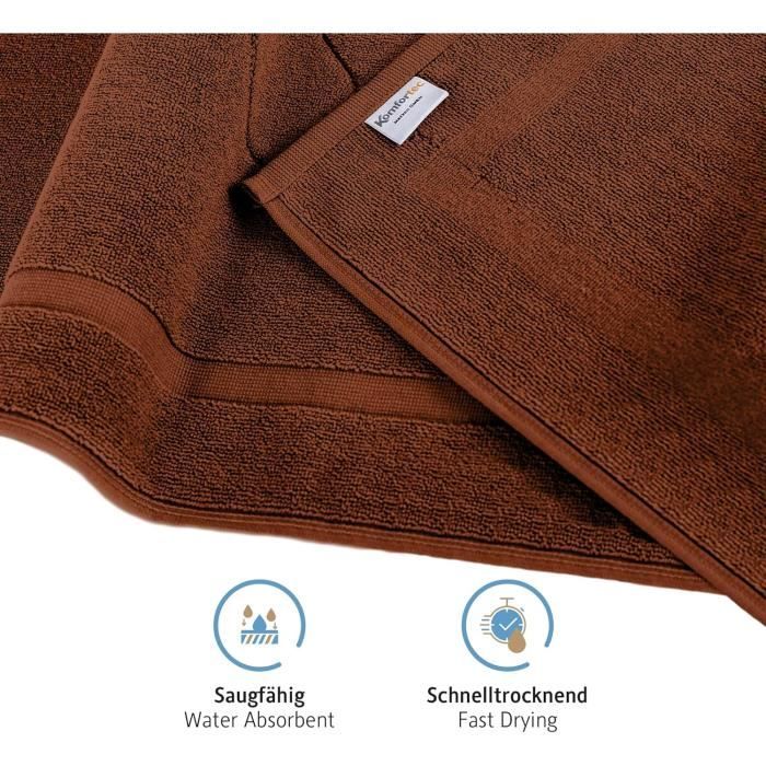 Lot De 2 Tapis De Bain 50x70 Cm Gris Anthracite – 100% Coton 600 G/m², Ultra Absorbants, Séchage Rapide, Doux Et Antidérapants