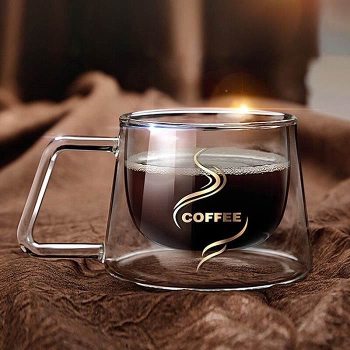 SERVICE A CAFE,150ML--Tasse en verre Borosilicate à Double paroi 2022, tasse  résistante à la chaleur, thé, lait, jus de citron, café - Cdiscount Maison