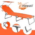 Chaise longue pliable Hawaii Orange transat avec pare-soleil bain de soleil pour plage jardin camping transport-3