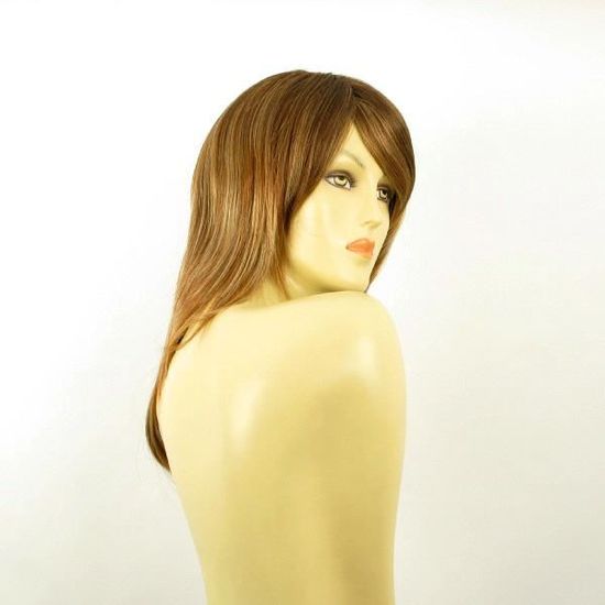 Perruque Femme Mi-longue Châtain Cuivré Mèches Blondes 60cm ZELINDA - Neuf