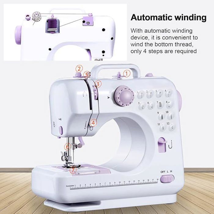 Machine à Coudre Électrique Portable Belfoyer 505 - 12 Points, Surjet, Boutonnière, Double Fil, Pour Débutants - 12