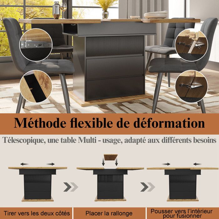 Table à manger extensible 110-130x70x75cm, avec espace de rangement Table à manger extensible 110-130x70x75cm, avec espace de rangement