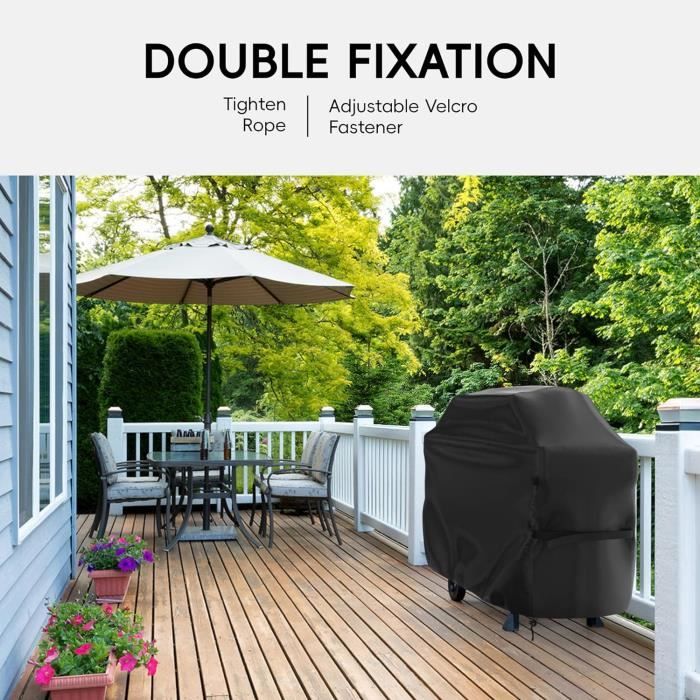 Housse De Protection Barbecue Gaz Rectangulaire 145x61x117 Cm – 210D Étanche, Anti-UV Et Coupe-Vent