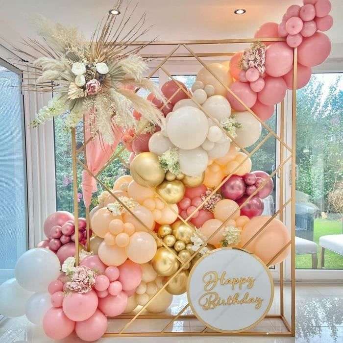 Arche de ballons rose blanc crème DIY Set - Partywinkel