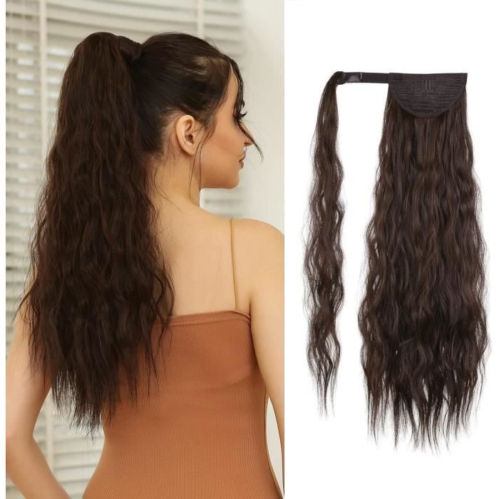 Queue De Chevalextension Ponytail Marron Foncé Longue Ondulée ...
