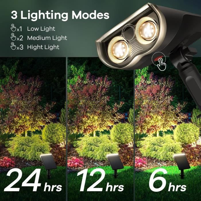 Spot Solaire Extérieur 59 LEDs Avec 3 Modes - Lampe Jardin Étanche IP67, Réglable, Blanc Froid