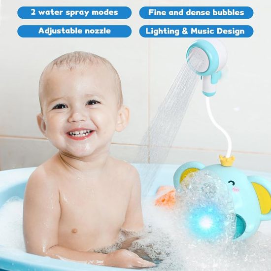 Machine à Bulles De Bain En Forme D'éléphant – Jouet Musical Violet Pour Douche Et Piscine – Cadeau Anniversaire 1 à 5 Ans – ABS Non Toxique
