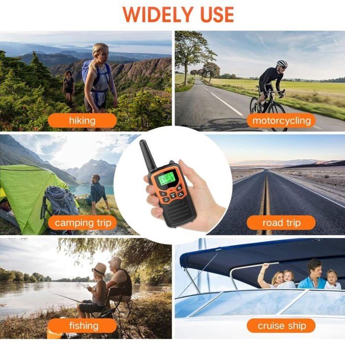 Talkie Walkie Enfants, Gamme de 1-3KM 8 canaux avec Lampe de Poche