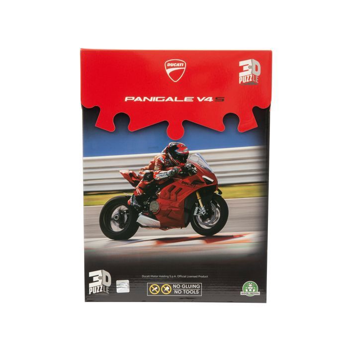 Ducati Panigale V4 Puzzle 3D De 120 Piezas - Moto Deportiva Escala 1/7 Con Ruedas Móviles Y Soporte De Exposición - Ideal Para Fans De Las GP