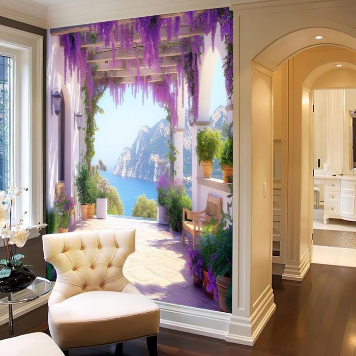 Papier Peint Panoramique Couloir Wisteria 350x256cm Poster Geant Mural ...