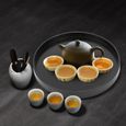 BEF Table de service de plateau de thé antidérapant rond en bois (noir 27 cm)-0