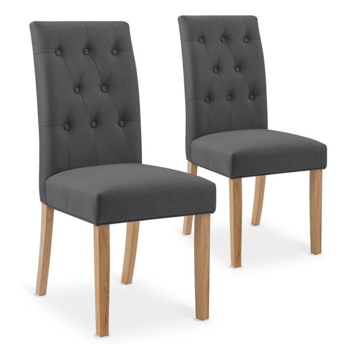 Lot de 2 chaises Gaya captionnées en tissu gris  Cdiscount Maison