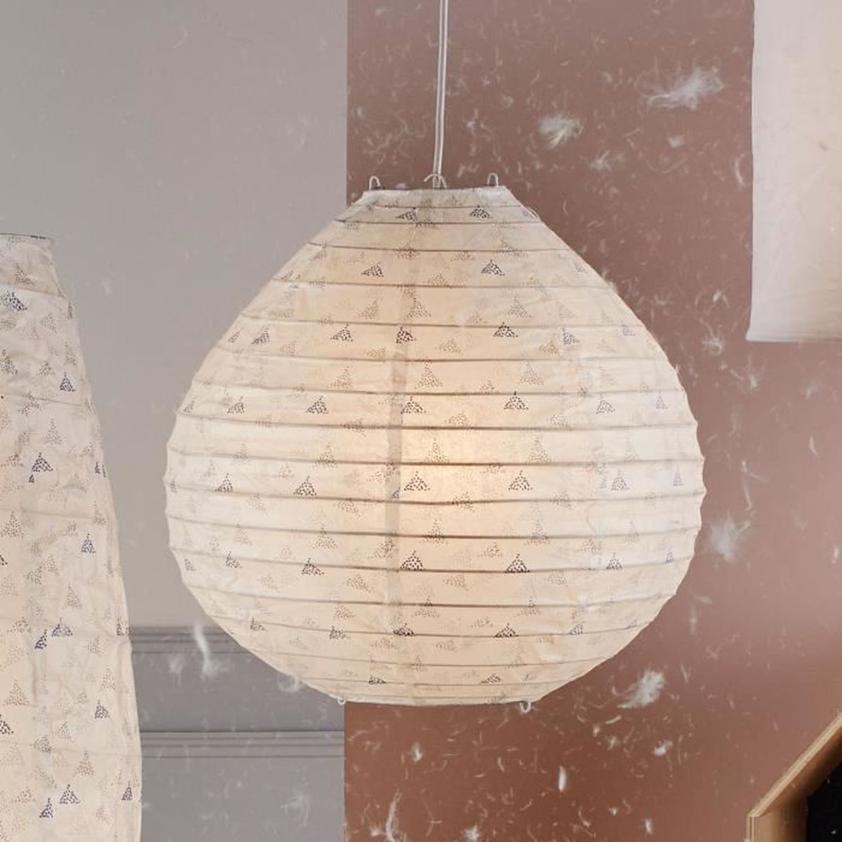 Suspension boule japonaise forme goutte en papier imprimé ...