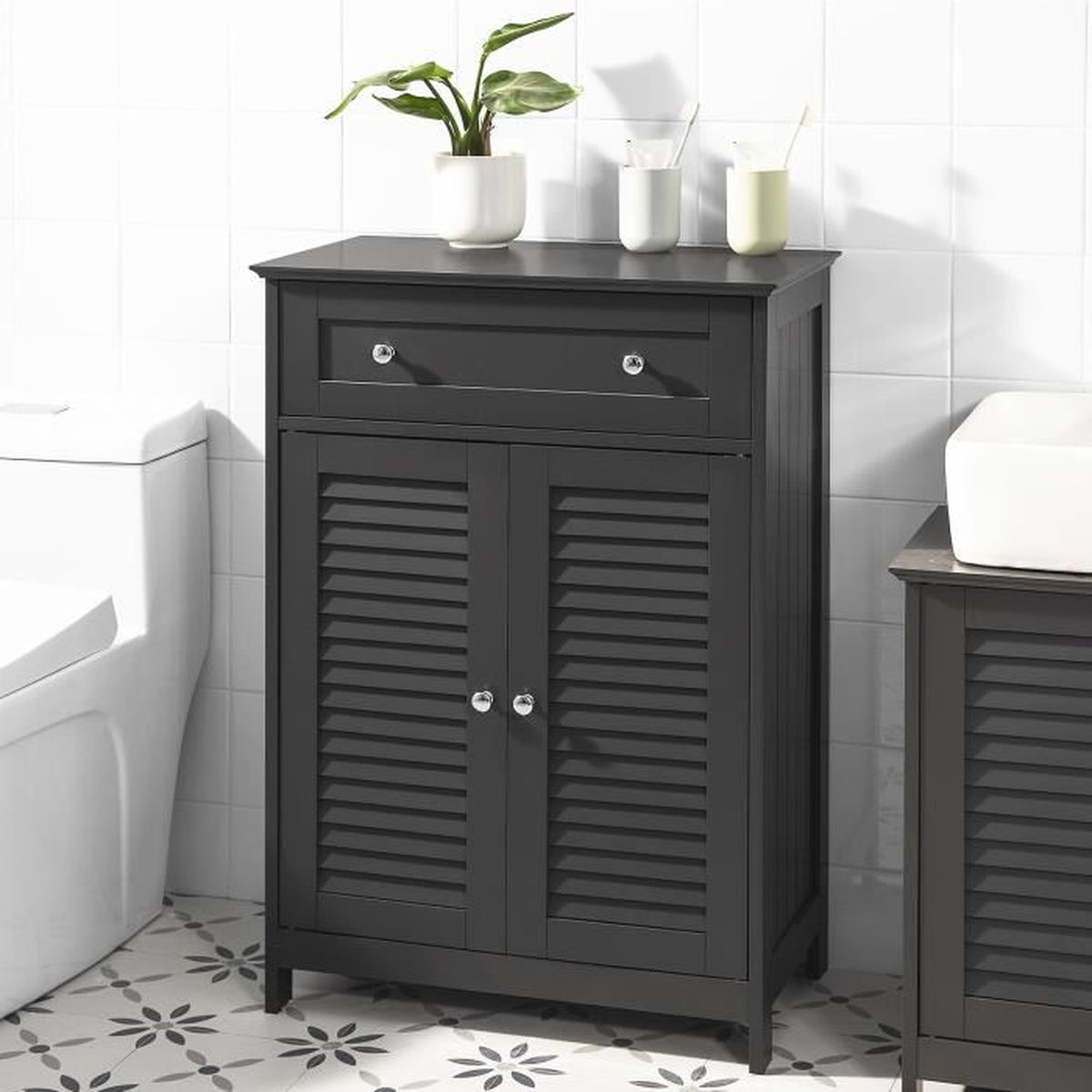 SoBuy Meuble Bas Salle de Bain 71x33x85 cm, Armoire à Linge avec 1 Tiroir et Panier Amovible SoBuy Meuble Bas Salle de Bain 71x33x85 cm, Armoire à Linge avec 1 Tiroir et Panier Amovible