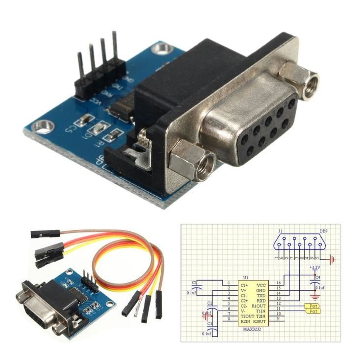 Tempsa Max3232 Port Serie Rs232 Pour Ttl Module Convertisseur Connecteur Db9 W 4 Cavalier Achat Vente Regulateur De Tension Max3232 Rs232 Port Vers Ttl Cdiscount