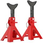 Lot de 2 chandelles voiture - HOMCOM - capacité 3 tonnes - hauteur réglable de 290 à 418 mm - goupille de sécurité - rouge