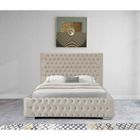 BRAND Lit Coffre en Velours Capitonné avec Tête de lit + Sommier - Modèle Saba 2 140 X 190 CM - Beige - Avec Coffre - Sommier Relevable