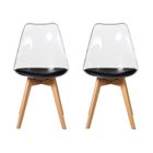 BOURJOIS EGOONM Lot de 2 chaises transparentes, chaises de salle à manger coussin en PU design scandinave(noir)
