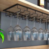 Porte-verre Suspendu noir à pied brillant 50cm bar Rack étagère à verres vin Cocktail bière Rail Support-Verre à supendre Cabinet