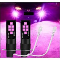 Ampoules H3 LED 12 SMD Rose pour feux antibrouillards Auto Moto 12V