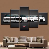 IXSD-198 Toile de peinture HD modulaire moderne, 5 pièces, nissan Skyline Gtr, tableau de voiture, décoration mural(Sans cadre)