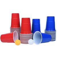 Aufun Beer Pong Cups Party Cups Set 100 Beer Pong Cups + 10 Boules Gobelets en plastique Rouge et Bleu Party Cups Set