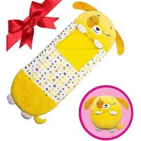 Coussin de jeu pour enfants et sac de couchage 2 en 1 motif animal de dessin animé, sac de couchage amusant, chiot jaune surprise