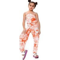 Enfants Filles Jumpsuit Tie Dye Néon Orange Imprimé Branché Combishort Tout En Un Jumpsuits Salopette Âge 5-13 Ans
