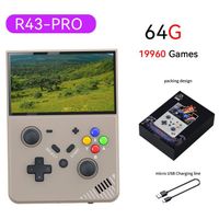 Console de jeu portable R43 PRO - 4.3 pouces console de jeu vidéo portable rétro open source pour enfants, 64G gris
