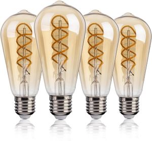 AMPOULE - LED Ampoule Edison E27 Vintage, ST58 Rétro LED à Filament Spirale Lampe Décorative, 4W(équivalent 40W), Blanc Chaud 2200K,.[Q2869]