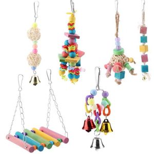 JOUET Oiseau cage jouet coloré perroquet à mâcher jouet, 6 pièces perroquet cage jouet, pour petites perruches pour calopsittes