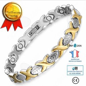 Bracelet Cheville Magnétique YINOX - Acier Inoxydable 316L, Forme Cœur, Longueur 24cm