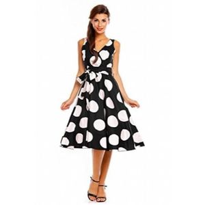 Femme Vintage Évasé Rockabilly Robe Patineuse Cocktail Fête Nuptial Robe