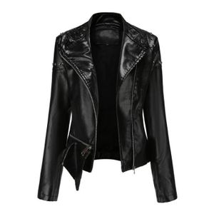 Veste Femme En Cuir Avec Fourrure Sur Col Et Manches - Taille Petite S/M - Neuve Avec étiquettes