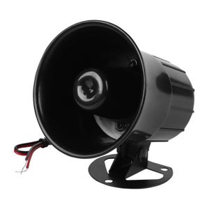 ALARME FACTICE Haut-parleur de sirène d'alarme 115dB CC 12V - PWSHYMI - Haut‑Parleur de Sirène d'alarme de Klaxon Fort - Noir