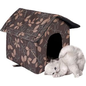 NICHE Primlisa Niche pour chat d'extérieur résistante à l'hiver – Niche pour chien et chat avec toit en toile imperméable  Niche pliab49