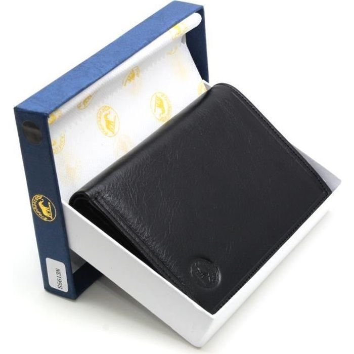 Portefeuille GERMANUS Max En Cuir - Noir, 5 Compartiments, Fenêtre, Porte-monnaie