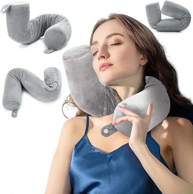 Oreiller De Voyage Enfant Mousse Mémoire - Coussin Cervical U 360° - Housse Détachable - Motif Dessin Animé