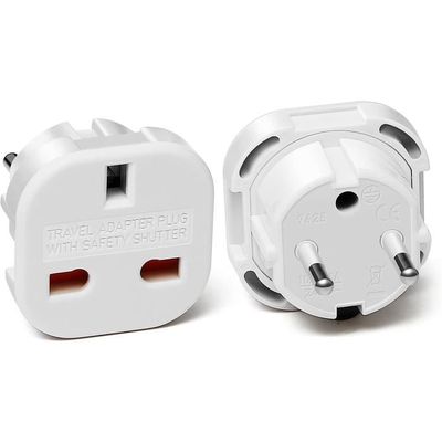 Adaptateur De Voyage UK Vers France – Prise Mâle UK / Femelle France – Blanc